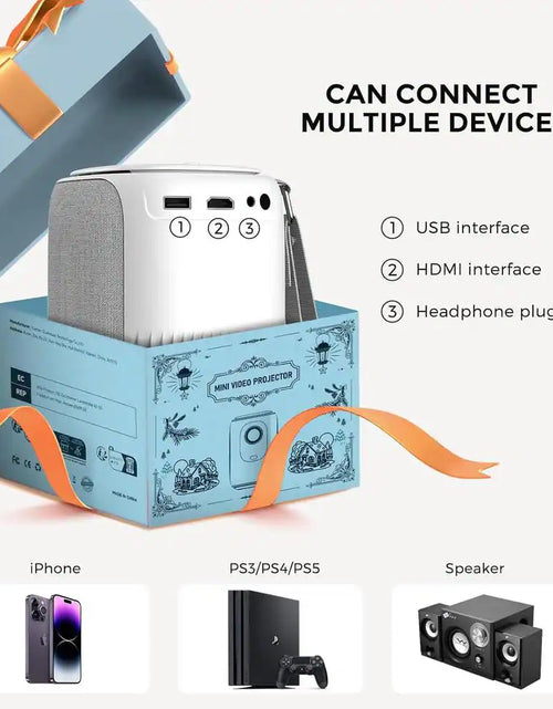 Load image into Gallery viewer, 1920 X 1080 Full HD Wifi Bluetooth Mini Portable Projector with 9000-Lumens Handheld &amp; Compatible HDMI USB, Audio Port
