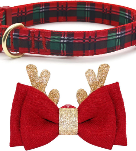 Valentines Dog Collar with Bowtie Pink Hearts Dog Collar Adjustable Size Suitable for Small Medium Large Dogs