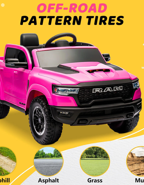 Load image into Gallery viewer, RAM 1500 Ride on Car Toy for Kids, 12V Powered Ride on Truck Toy with Remote Control, 4 Wheel Suspension, Safety Belt, Music, Bluetooth, LED Lights, Electric Cars for 3-5 Yrs Boy Girl, White
