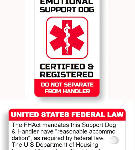 Service, Diabetic, Seizure, ESA, PTSD, or Therapy Dog Key Tag/Collar Tag for ADA And/Or Fhact Service and Support Animals