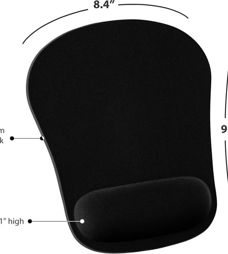 Mouse Pad Wrist Support Comfortable Ergonomic Wrist Rest Memory Foam Mousepad, Cushion & Pain Relief Mouse Pads, for Computer, Laptop, Home & Office Non-Slip Rubber Base, Black