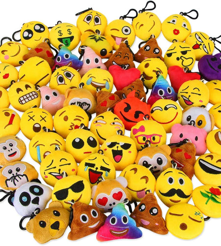 Emoticon Keychain Mini Cute Plush Pillows, Party Favors for Kids Valentine'S Day Gifts / Birthday Party Supplies, Emoticon Gifts Toys Carnival Prizes for Kids (64 Pack)
