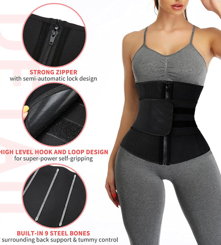 Neoprene Sauna Waist Trainer Corset Sweat Belt for Women Compression Cincher Band Workout Fitness Back Support