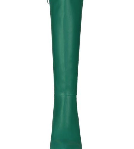 Women'S Boot Pointed Toe Side Zipper Stiletto Heel Knee High Boots Dark Green 8