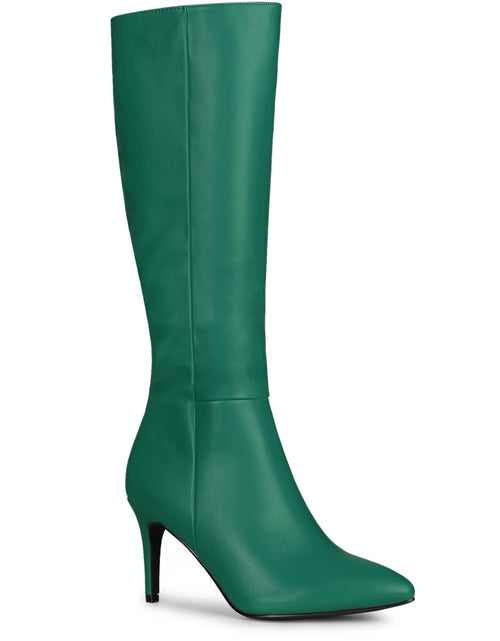 Load image into Gallery viewer, Women&#39;S Boot Pointed Toe Side Zipper Stiletto Heel Knee High Boots Dark Green 8
