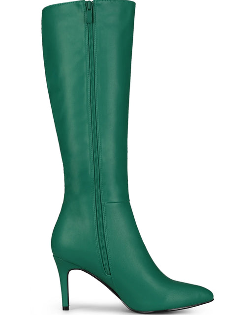 Load image into Gallery viewer, Women&#39;S Boot Pointed Toe Side Zipper Stiletto Heel Knee High Boots Dark Green 8
