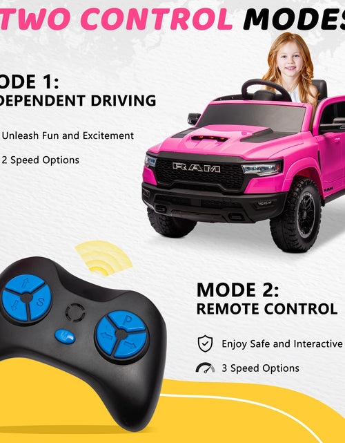 Load image into Gallery viewer, RAM 1500 Ride on Car Toy for Kids, 12V Powered Ride on Truck Toy with Remote Control, 4 Wheel Suspension, Safety Belt, Music, Bluetooth, LED Lights, Electric Cars for 3-5 Yrs Boy Girl, White
